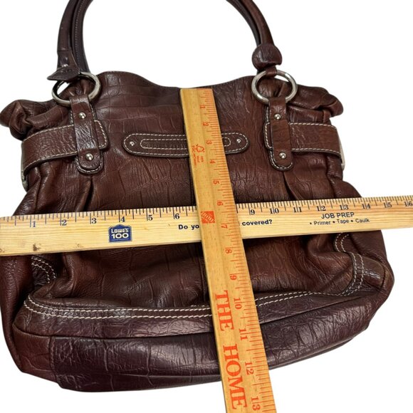 B. Makowsky Genuine Leather Boho Tote Bag Brown | Silver Hardware | Preowned - Picture 15 of 16
